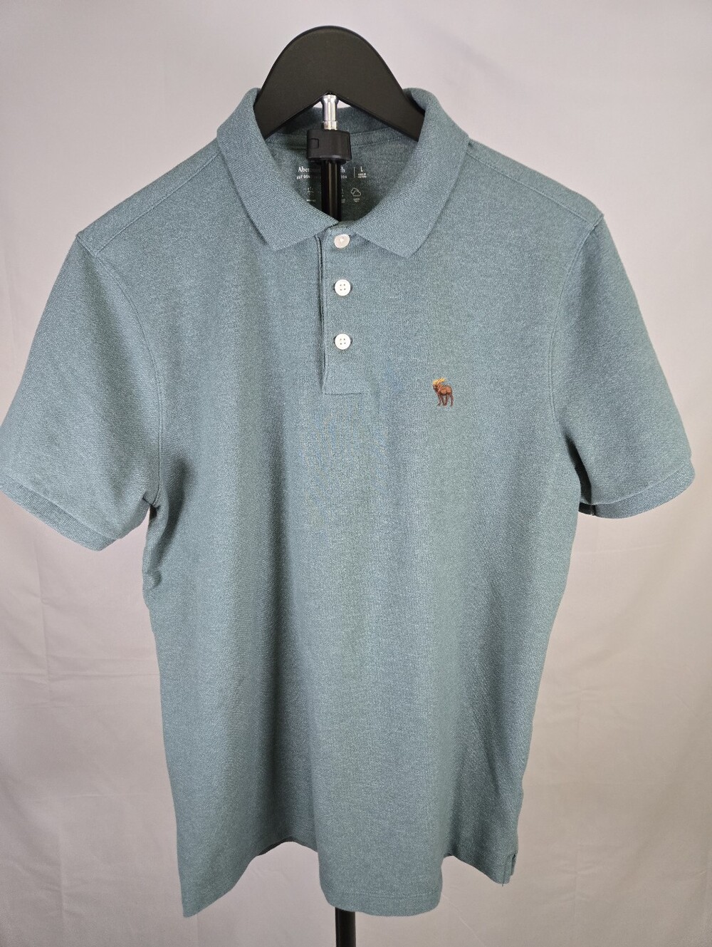 Abercrombie & Fitch Polo Shirt Men's Large Green Performance Stretch Shortsleeve